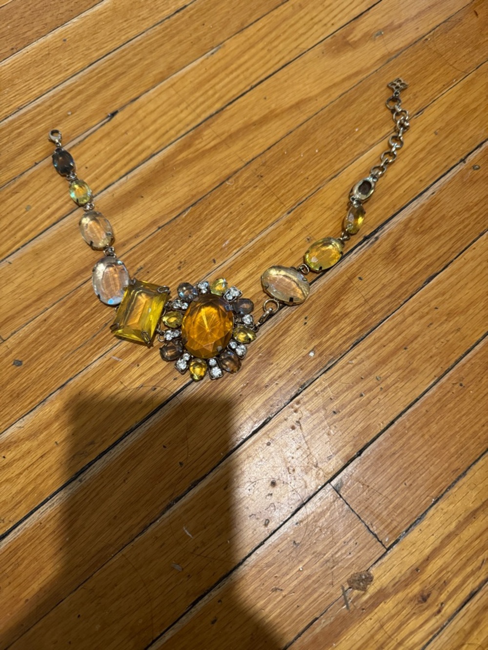 BCBG Yellow Crystal Floral Centerpiece Necklace